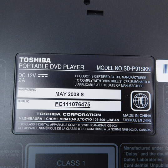 Toshiba Portable DVD Player Kit SD-P91SKN W/ Remote & Carrying Case image number 8