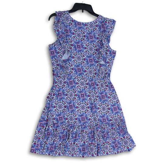 NWT Loft Womens Blue Floral V-Neck Sleeveless A-Line Dress Size LP image number 2