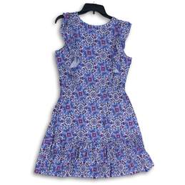 NWT Loft Womens Blue Floral V-Neck Sleeveless A-Line Dress Size LP alternative image