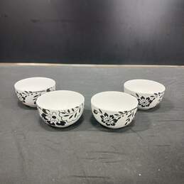4pc. Martha Stewart Collection Black & White Floral Print Snack Bowl Set