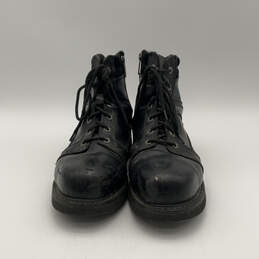 Mens Abercorn D95326 Black Leather Steel Toe Lace Up Biker Boots Size 10.5M alternative image