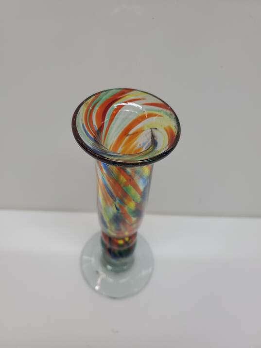 VTG. Handblown Glass Confetti Swirled Candle Stick Holder image number 2