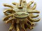 Vintage Oscar de la Renta Gold Tone & Pink Rhinestone Cabochon Flower Earrings 17.9g image number 6