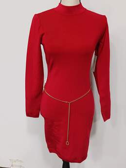 Guess Red Long Sleeve Open Back Sweater Dress Women's Size L