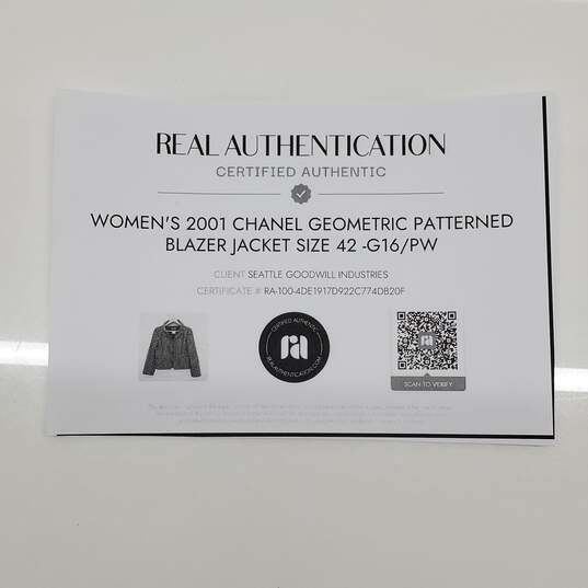 Women's 2001 Chanel Geometric Patterned Blazer Jacket Size 42 image number 7