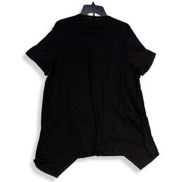NWT Womens Black Short Sleeve Asymmetric Hem Open Front Cardigan Size L alternative image