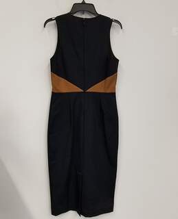 NWT Womens Navy Blue Brown Round Neck Sleeveless Midi Sheath Dress Size 10 alternative image