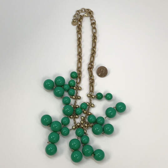 Designer Stella & Dot Jolie Gold-Tone Link Chain Green Beaded Necklace image number 2