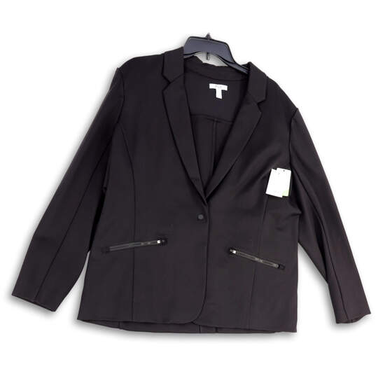 NWT Womens Black Long Sleeve Notch Lapel One Button Blazer Size XXL image number 1