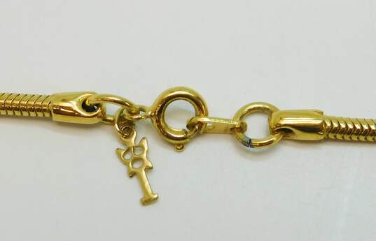 Vintage Crown Trifari Gold Tone & Cream Modernist Pendant Necklace 18.5g image number 5