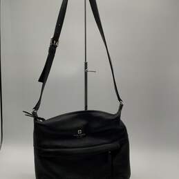Kate Spade Womens Black Leather Zipper Adjustable Strap Crossbody Bag Purse