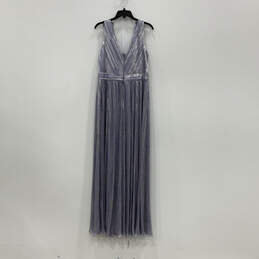 NWT Womens Purple Shimmery Sleeveless V Neck Back Zip Maxi Dress Size 14 alternative image