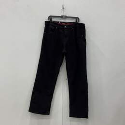 Mens Black Dark Wash 5-Pocket Design Denim Straight Jeans Size 36/30