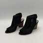 NIB Womens Black Brown Leather Open Toe Slingback Heels Size 7W image number 1