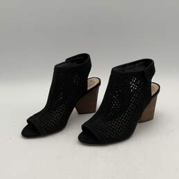 NIB Womens Black Brown Leather Open Toe Slingback Heels Size 7W