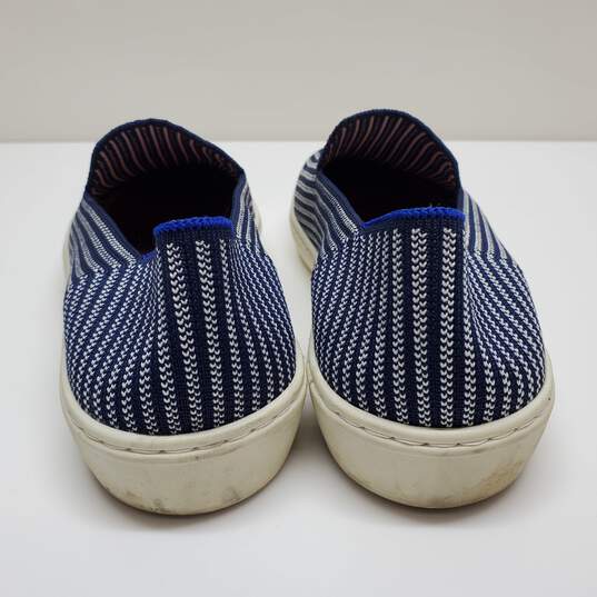 Rothys Blue Riviera Pinstripe Slip On Shoes Womens 8.5 Casual image number 4