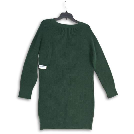 NWT Old Navy Womens Green Knitted Ribbed V-Neck Long Sleeve Sweater Dress Size L image number 2