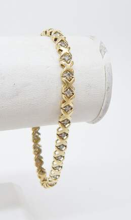 10K Yellow Gold 0.60 CTTW Diamond XO Tennis Bracelet 9.2g