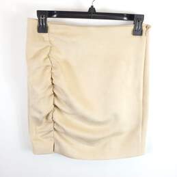 Free People Women Beige Suede Ruched Skirt Sz 6