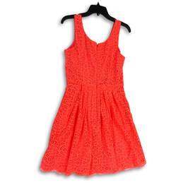Womens Red Lace Round Neck Sleeveless Back Zip Fit & Flare Dress Size 4 alternative image
