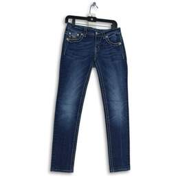 Miss Me Womens Blue Denim Medium Wash 5-Pocket Design Skinny Jeans Size 28