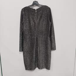 Michael Kors Silver Glitter Long Sleeve Dress Women's Size L alternative image