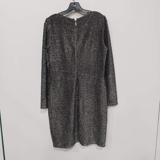 Michael Kors Silver Glitter Long Sleeve Dress Women's Size L image number 2