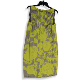Womens Green Gray Boat Neck Back Zip Floral Sleeveless Shift Dress Size 4 alternative image