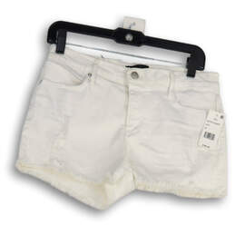 NWT Womens White Denim Light Wash Pocket Distressed Cut-Off Shorts Size 28
