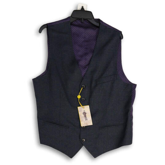 NWT Mens Black Purple Welt Pocket Button Front Vest Size 42R image number 1