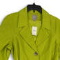 NWT Womens Green Notch Collar Corduroy Long Sleeve Belted Trench Coat Sz L image number 3