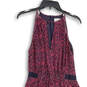 Womens Pink Navy Blue Printed Keyhole Neck Fit & Flare Dress Size 10 image number 4