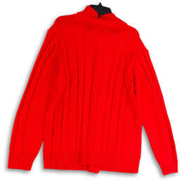 Mens Red Cable-Knit Long Sleeve Button Front Cardigan Sweater Size Large alternative image