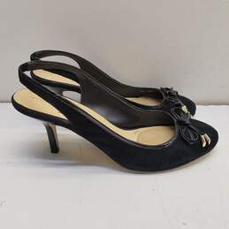 Kate Spade Bow Black Suede Slingback Heels Women's Size 8.5 alternative image