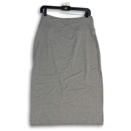 Womens Gray Flat Front Elastic Waist Pull On Straight & Pencil Skirt Size S image number 1