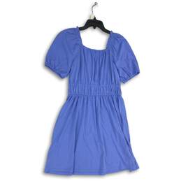 NWT J.Crew Womens Blue Square Neck Puff Sleeve Short Fit & Flare Dress Size M alternative image