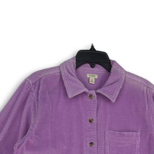 L.L. Bean Womens Lavender Striped Spread Collar Long Sleeve Button-Up Shirt Sz M image number 3