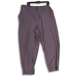 Womens Purple Elastic Waist Flat Front Slash Pocket Ankle Pants Size 22