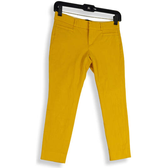 Womens Yellow Flat Front Pockets Regular Fit Skinny Leg Ankle Pants Size 0 image number 1