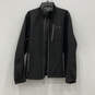 Mens Black Long Sleeve Side Pockets Mock Neck Windbreaker Jacket Size M image number 1