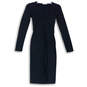 Womens Black Long Sleeve V-Neck Knee Length Pullover Bodycon Dress Size S image number 1