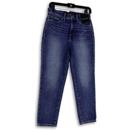 NWT Womens Blue Denim Medium Wash Pockets Skinny Leg Jeans Size 28P