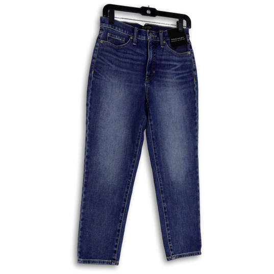 NWT Womens Blue Denim Medium Wash Pockets Skinny Leg Jeans Size 28P image number 1
