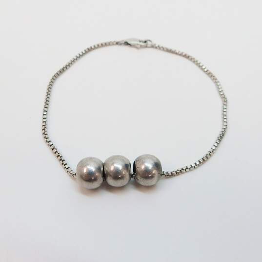 Sterling Silver Ball Bead & Chain Bracelets 16.3g image number 5