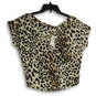 NWT Womens Black White Cheetah Print Off The Shoulder Blouse Top Size XS image number 1
