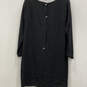 NWT Womens Black Round Neck Long Sleeve Back Button Shift Dress Size 8 image number 2