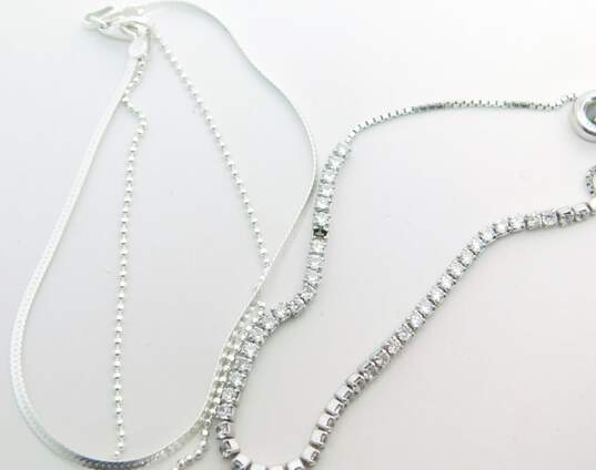 925 Sterling Silver CZ Earrings Pendant Necklaces & Bracelets 15.4g image number 4