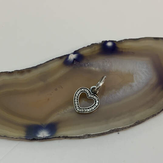 Designer Pandora S925 ALE Sterling Silver CZ Stone Heart Shape Dangle Charm image number 3