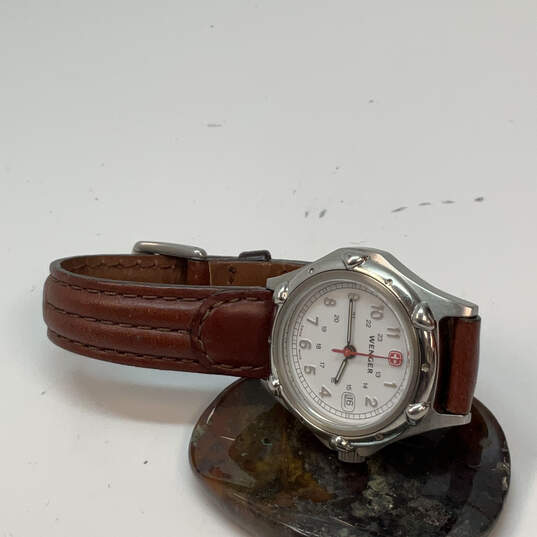 Designer Wegner Swiss Silver-Tone Adjustable Strap Date Analog Wristwatch image number 1