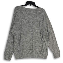 Womens Gray Knitted Crew Neck Long Sleeve Pullover Sweater Size Large alternative image